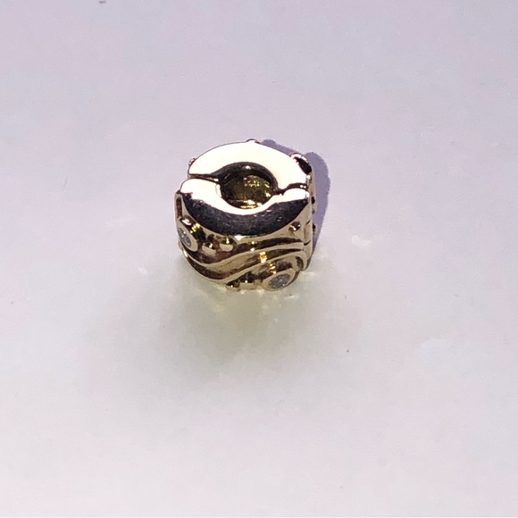 Pandora Solid 14k Gold Diamond Babbling Brook Clip Charm G585 Ale - Picture 9 of 13
